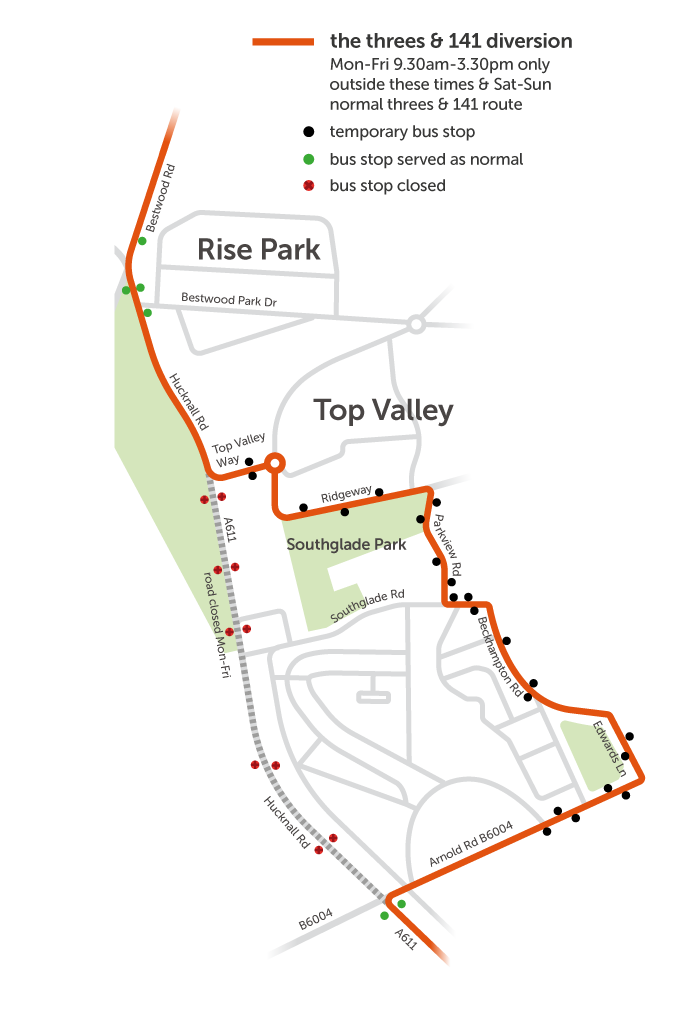 Hucknall Road closure trent barton
