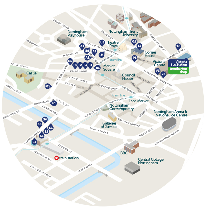 X1 Bus Route Map Nottingham City Centre - Trentbarton X1 Bus Route Map Nottingham City Centre - Trentbarton