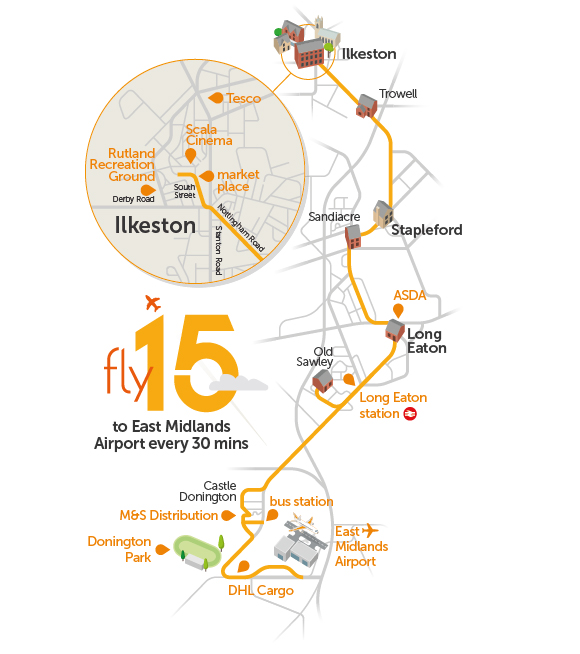 Map My Bus Route Service Map - My15 - Run By Trentbarton